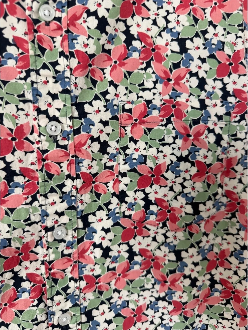 J. Crew Short Sleeve Button Up Floral Print Cotton Blend Shirt Men's Size L